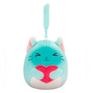 Squishmallow 3.5 Inch Sigrid the Cat with Heart Valentine Plush Clip #2
